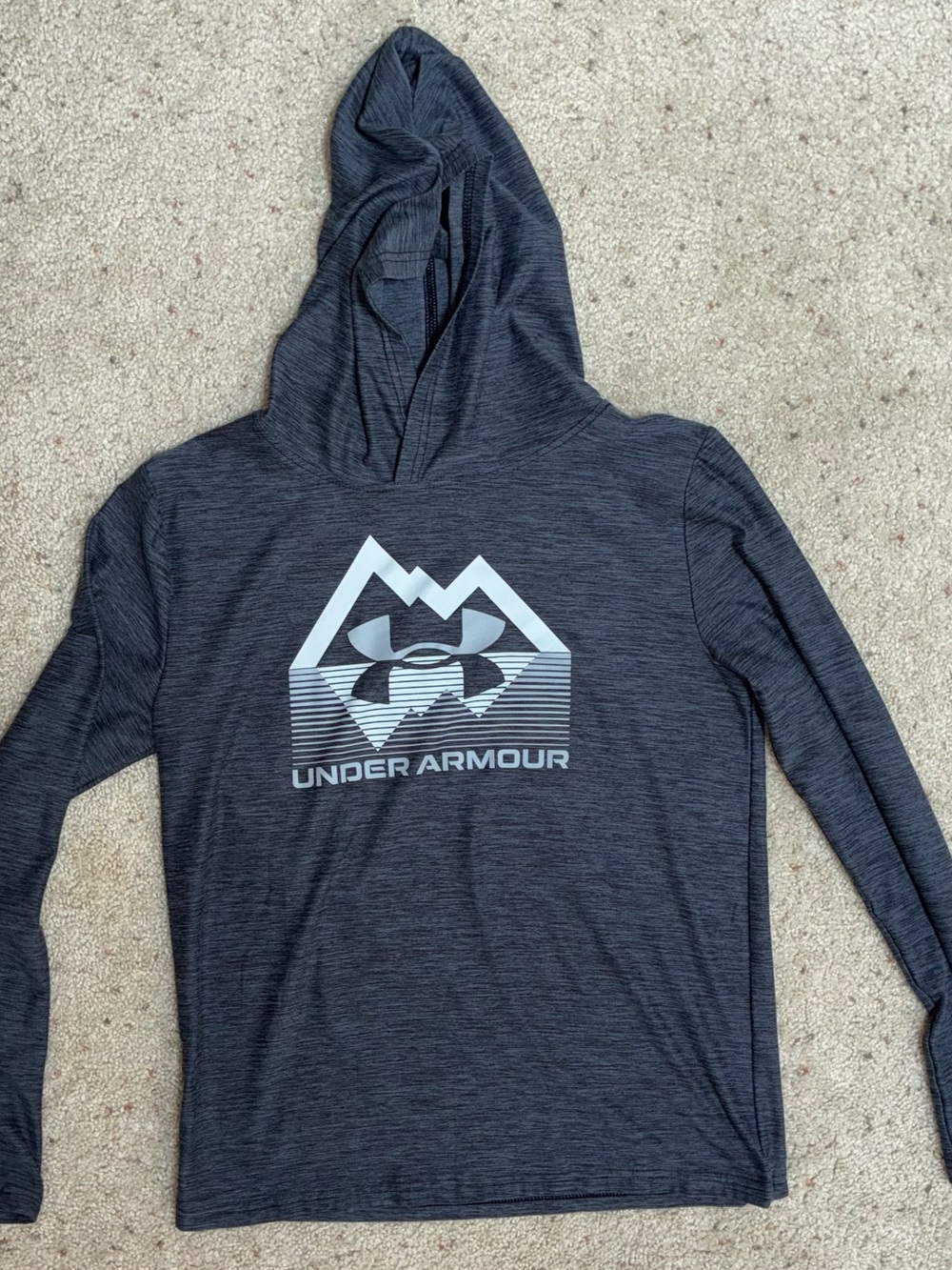 Under Armour Dark Gray Hooded Long-Sleeve Logo Top